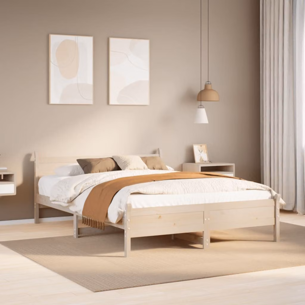 Letto senza materasso vidaXL in legno massello di pino marrone L/P: 140 x 190 cm