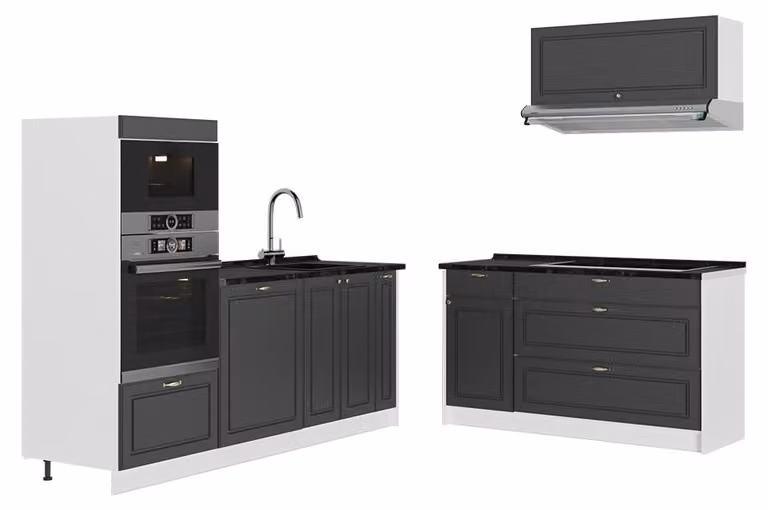 Cucina Vicco Fame-Line Oro-antracite rustico/Bianco 340 cm, PL Antracite, Model 63917