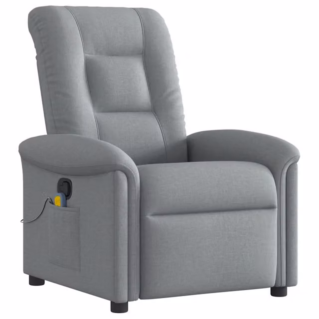 Poltrona Massaggiante | Sedia Relax Reclinabile Grigio Chiaro in Tessuto