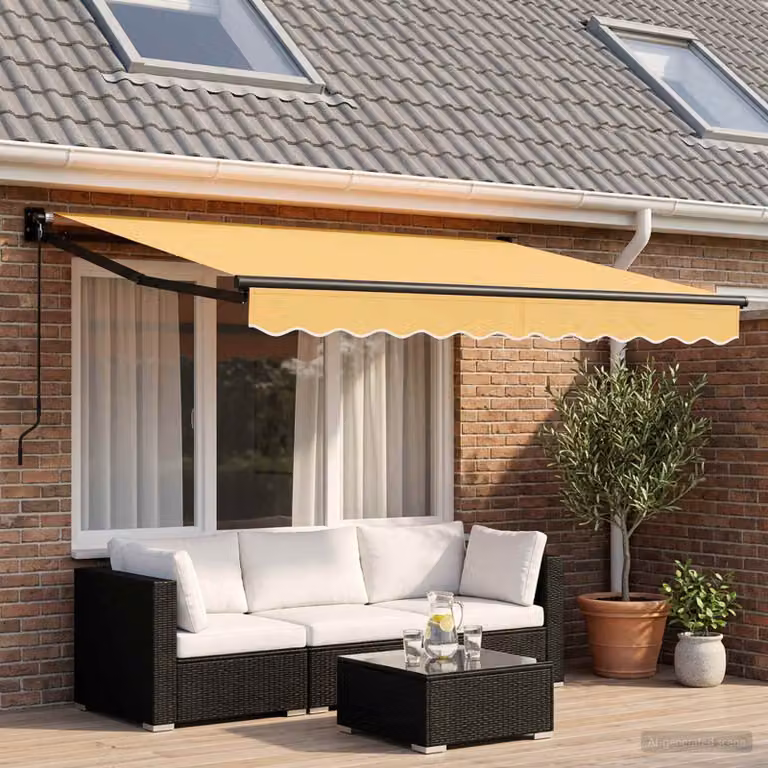 Tenda retrattile vidaXL color sabbia in poliestere e alluminio, L: 3 m, P: 2,5 m