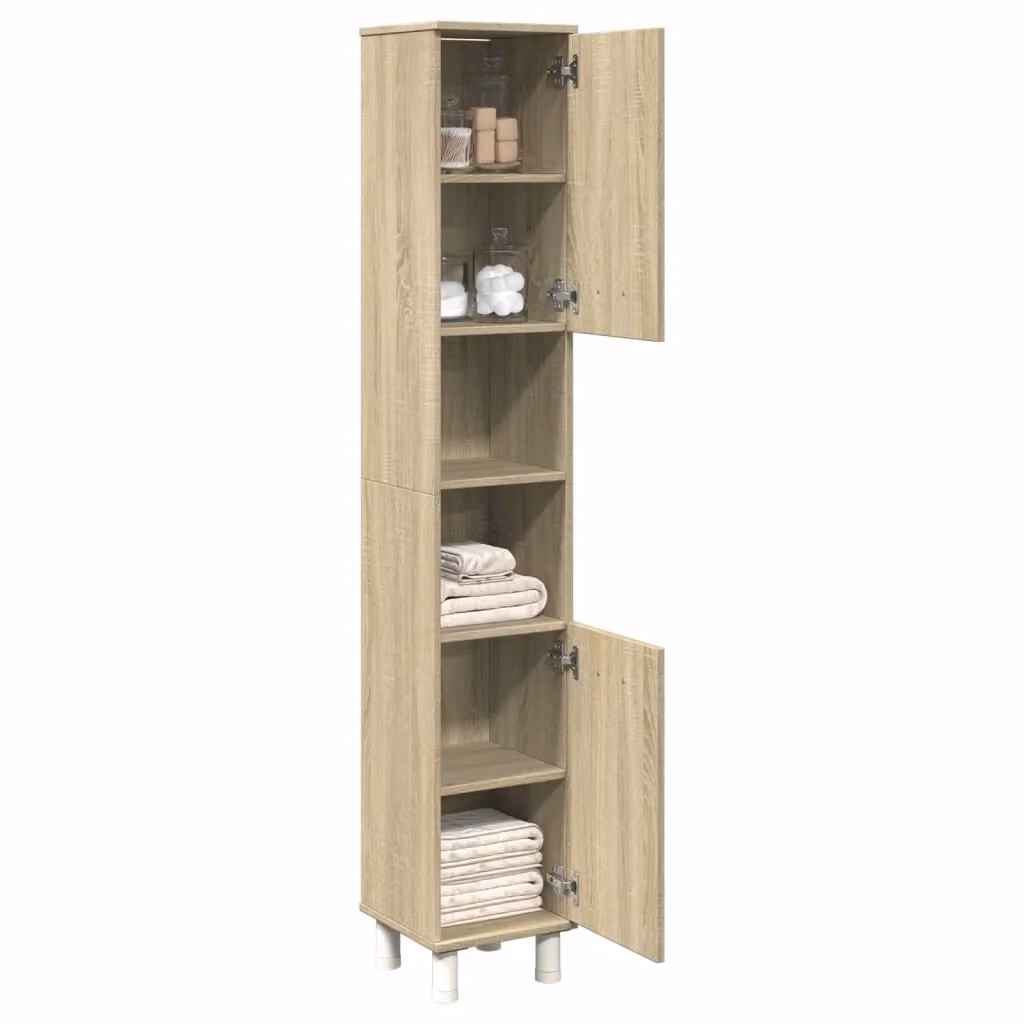 Mobile da bagno moderno vidaXL in legno Rovere Sonoma, L/P/H: 30,5 x 30 x 179 cm