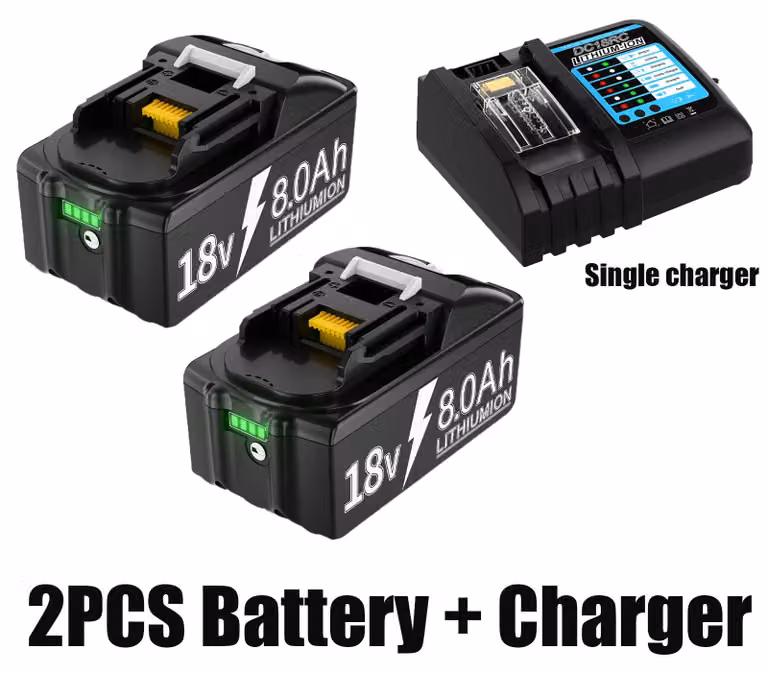 Batteria di ricambio agli ioni di litio per utensili elettrici - Modello BL1830 - 18 V - 800 mAh - 2 batterie - 1 caricabatterie - Ricaricabile
