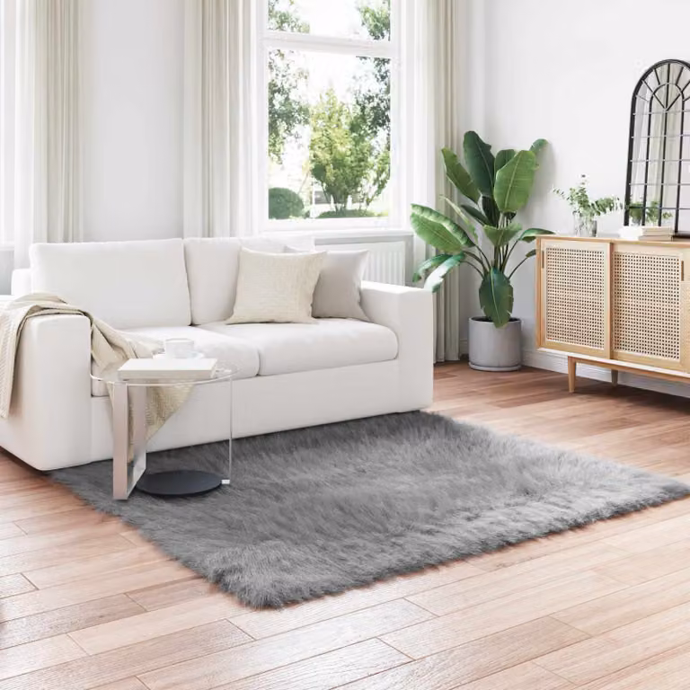 Tappeto quadrato moderno vidaXL in poliestere grigio, L 160 x L 160 cm