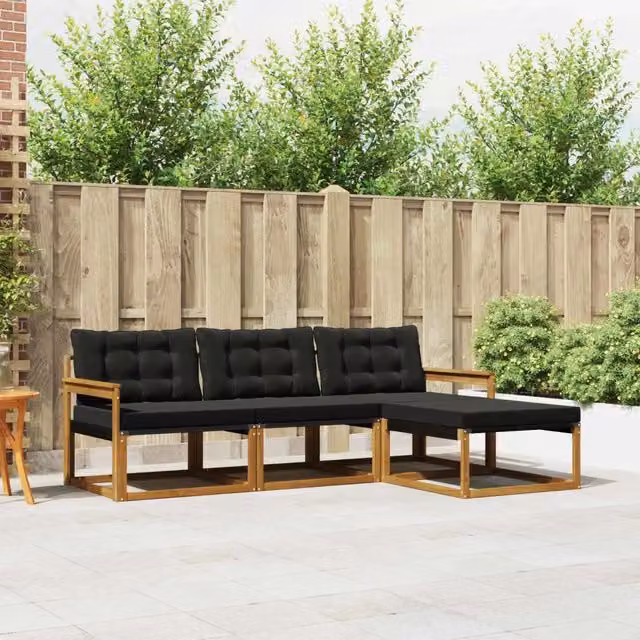 Set di divani da esterno 4 pz Naturale e Nero 3369331