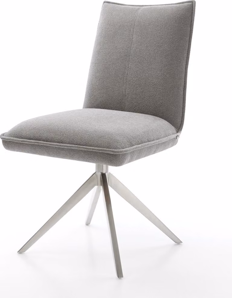 DELIFE sedia girevole Lelio-Flex tessuto strutturato grigio morbido telaio trasversale in acciaio inox largo 360° girevole funzione dondolo nucleo a molle tascabili