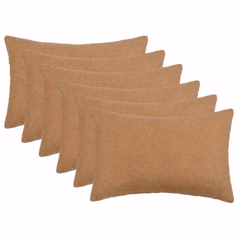Set di 6 federe vidaXL HEERLEN in tessuto bouclé beige, L 50 cm x P 30 cm