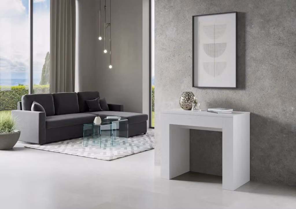 Consolle Allungabile GIORDANOSHOP in Nobilitato Bianco Matt L/P/H: 90-307 x 49 x 78 cm – 2