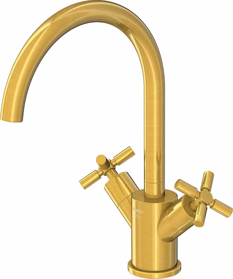 Steinberg Série 250 Mitigeur de lavabo, pivotant, double poignée, avec vidage, saillie 155mm, 2501500BG, 2501500BG