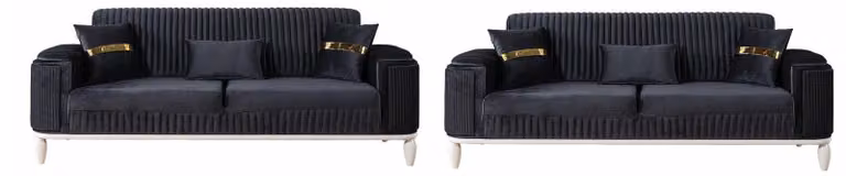 Schwarze Sofagarnitur Designer Polster 3-Sitzer Exklusive Couch