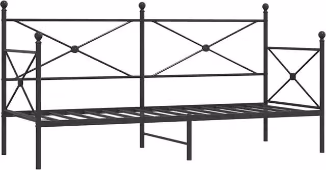 Letto singolo modello dormeuse in metallo nero con base a contenitore lift up L 90 x P 200 cm