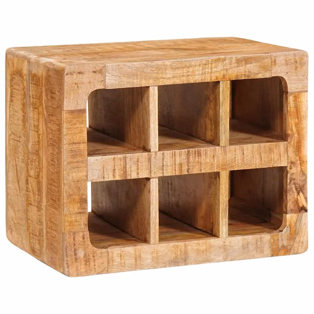 Portabottiglie vidaXL in legno di mango massello, Marrone, L 44 cm x P 30 cm x H 35 cm