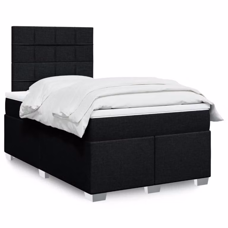 vidaXL Giroletto a Molle con Materasso Nero e Bianco in Tessuto L/P/H: 120 x 190 x 150,5 cm