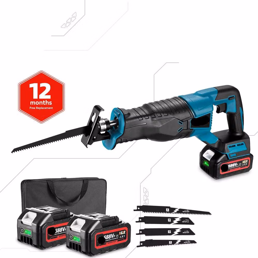 Sega reciproca a batteria - Senza fili - Velocità regolabile - 3000W - Adatta per legno, metallo e tubi - Per tagli