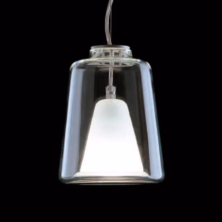 Oluce Lampada a sospensione in vetro LANTERNA, dimmerabile, Chiaro / Trasparente, Soggiorno / Sala da pranzo, Vetro, Design, Lampada a sospensione