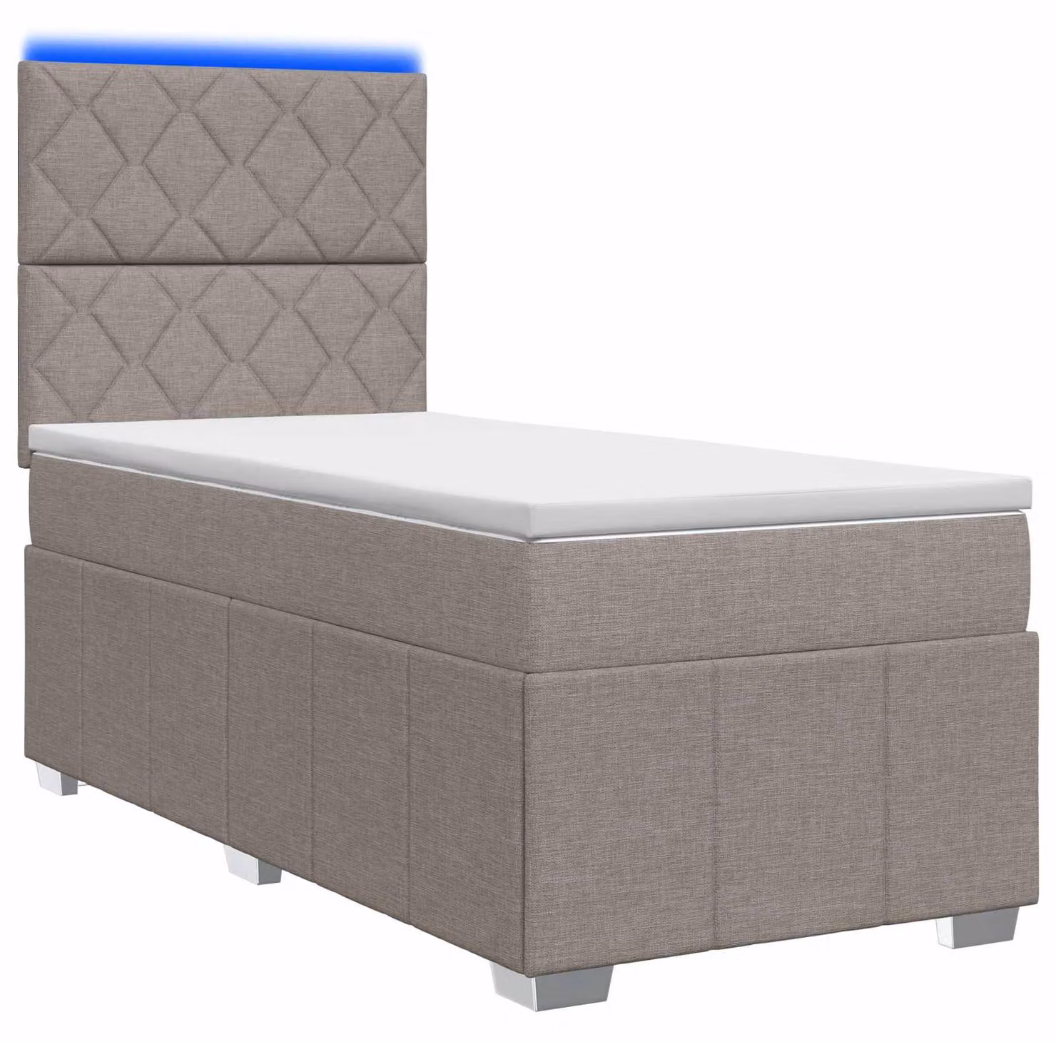 Letto boxspring LED con materasso Taupe 100 x 200 cm Tessuto