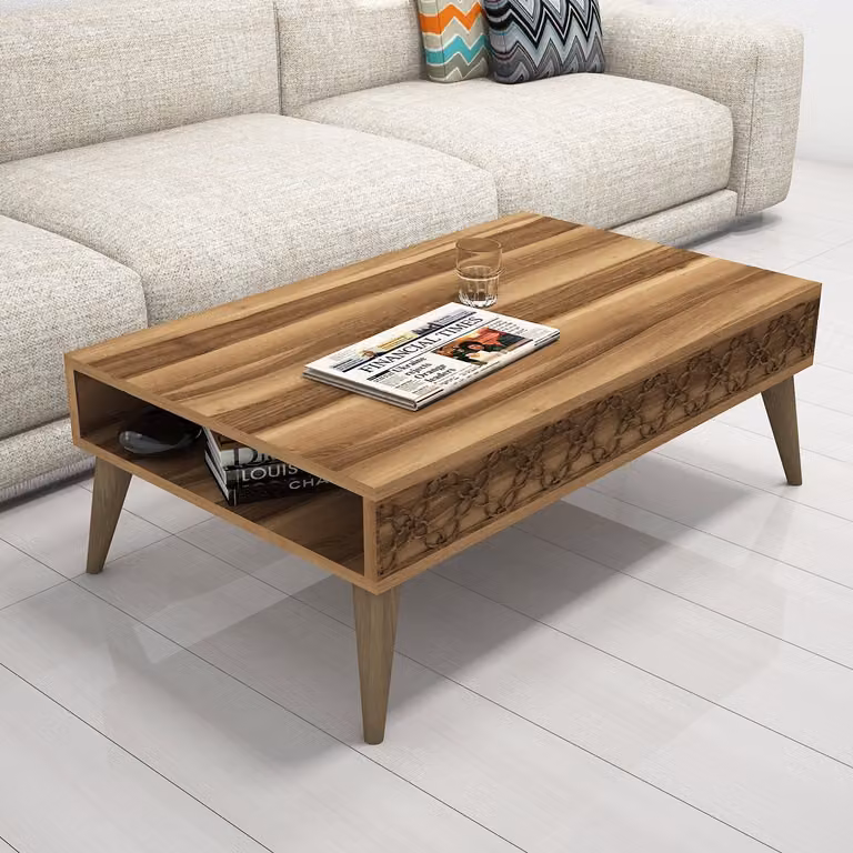 Skye Decor, City - Walnut, tavolino, noce, 100% pannelli di particelle rivestiti in melamina, 105 x 60 x 36,6 cm