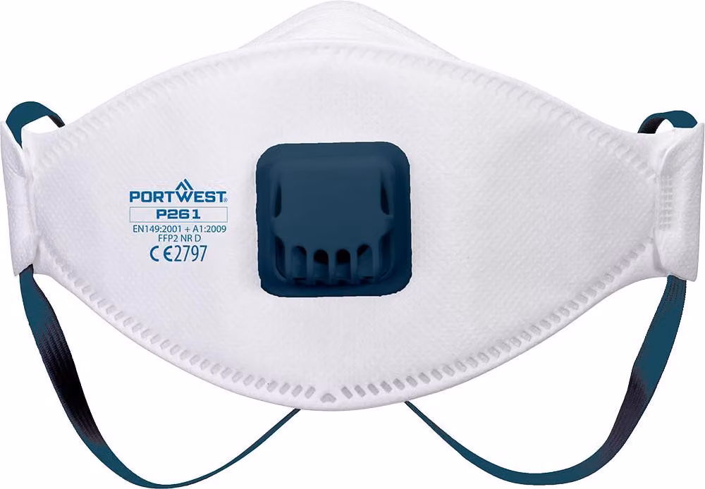 Maschera respiratoria pieghevole Ffp2 con valvola - Modello Dolomite (scatola da 10) - Bianco - Portwest