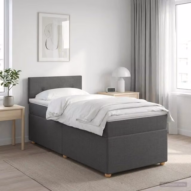 Letto box spring con materasso ibrido vidaXL Grigio e Bianco L/P/H: 200 x 80 x 81 cm – 1