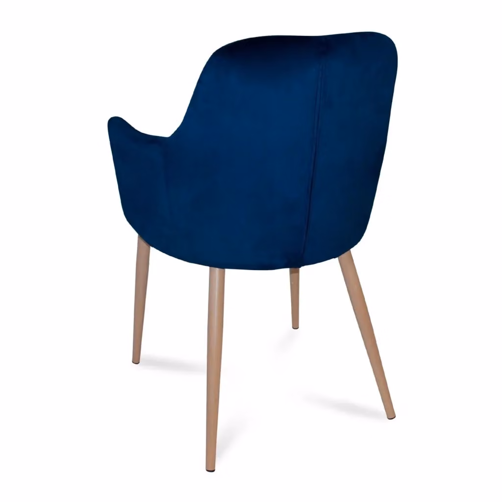 Poltrona Lounge Casa Thai S.L. in Velluto Blu con Struttura in Metallo e Braccioli – 2