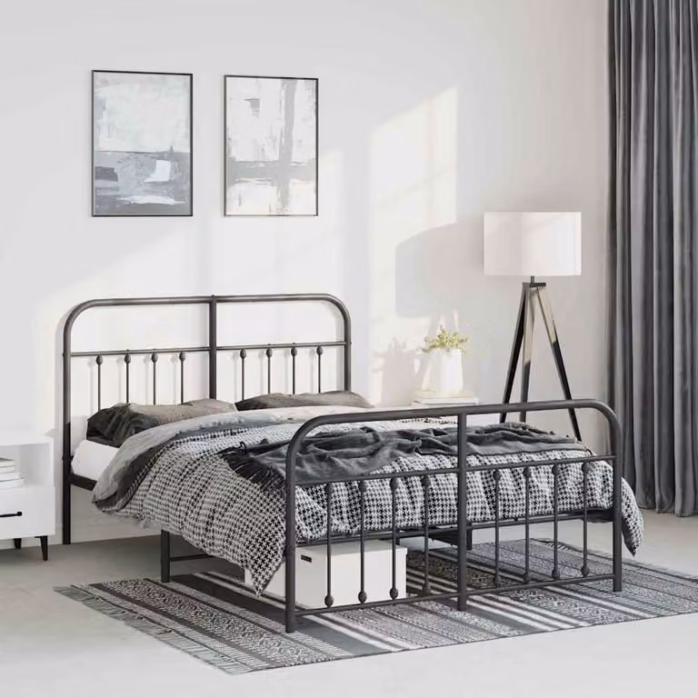 Giroletto con testiera e pediera vidaXL in metallo nero 150x200 cm