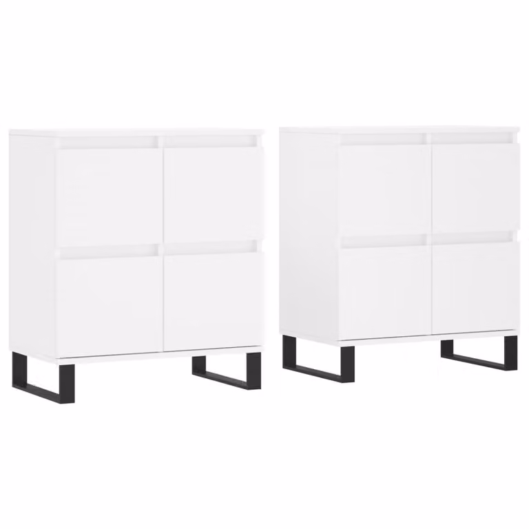 Credenze 2 pz Bianche in Legno Multistrato