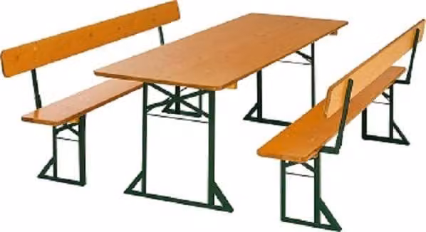 Set da giardino per birreria, set da giardino pieghevole, set per tende da festa. Qualità da birreria, con tavolo di 67 cm di larghezza, adatto per interni ed esterni. Verniciatura a triplo strato. Dimensioni: 220x67 cm