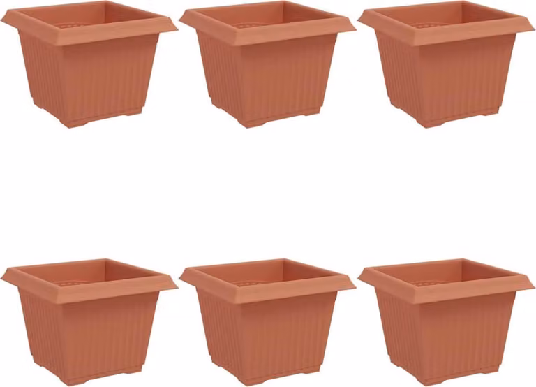 Vaso quadrato per fiori 6 pcs Rosso Mattone 23 x 23 x 17,5 cm