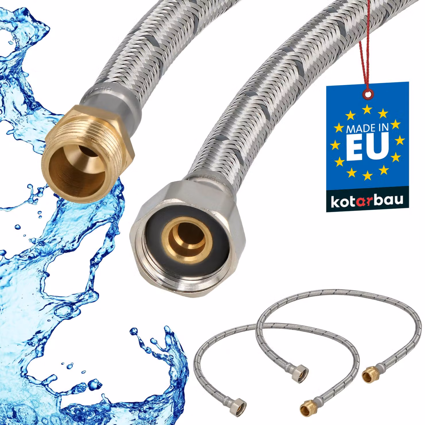 KOTARBAU® 2 Pezzi Tubo Flessibile per Rubinetto 1/2" x 3/8" Rinforzato 80cm Tubo Flessibile Rubinetto Cucina Maschio x Femmina Acciaio Inox