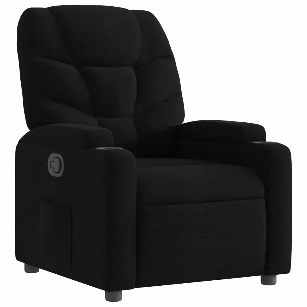 Poltrona reclinabile relax vidaXL in tessuto nero con braccioli e struttura in legno e metallo – 2
