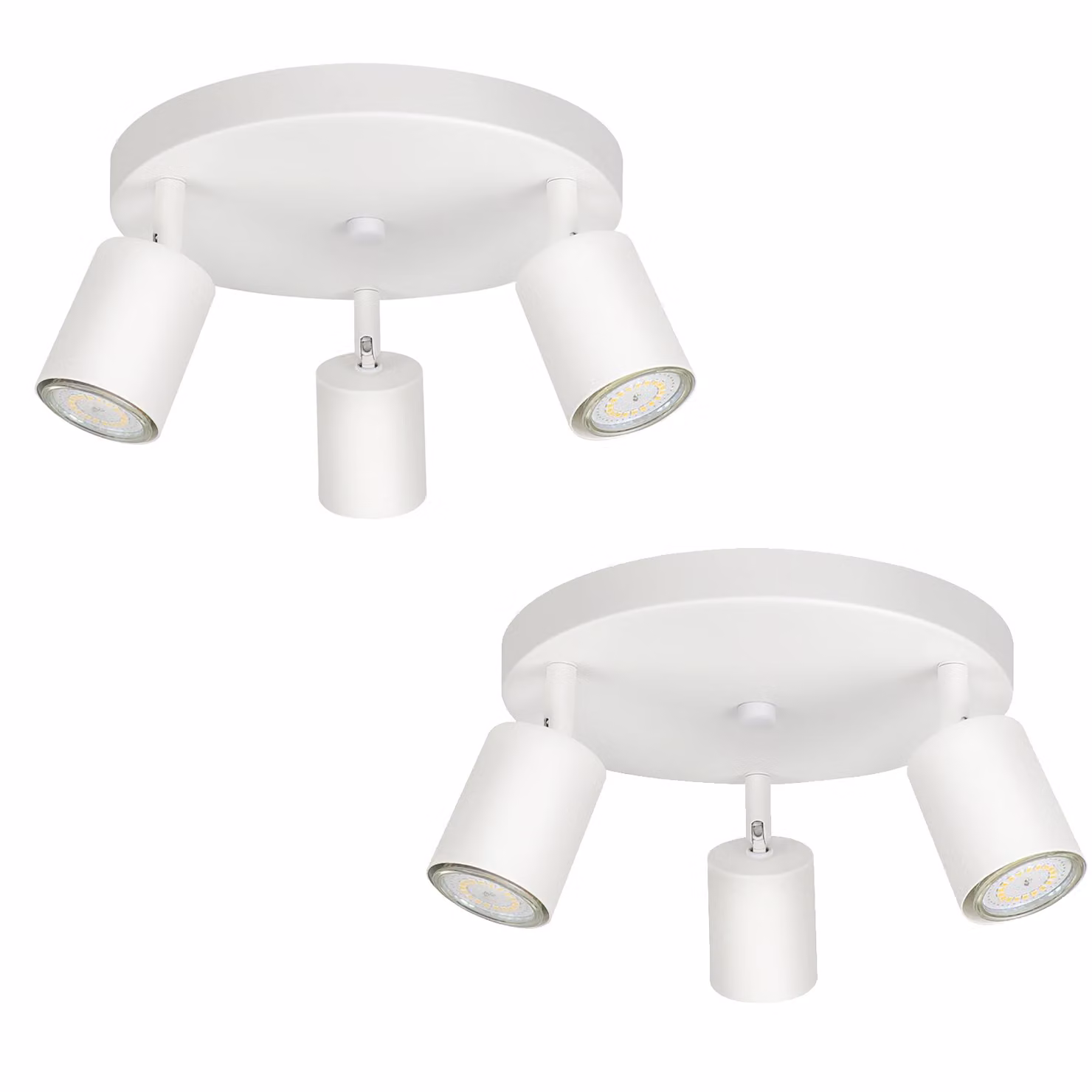 ZMH LED plafoniera bianca a 3 fiamme 2 faretti da soffitto moderno GU10 faretto da soffitto in metallo orientabile a 330° per soggiorno camera da letto corridoio
