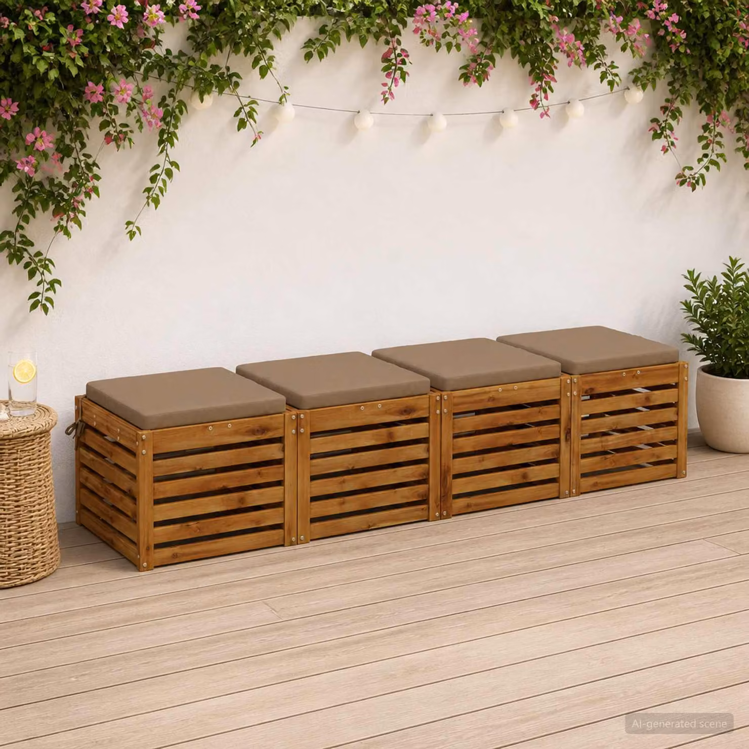 Set di 4 cuscini per sedia vidaXL in poliestere con imbottitura in schiuma, fodera lavabile e resistente ai raggi UV, colore grigio tortora