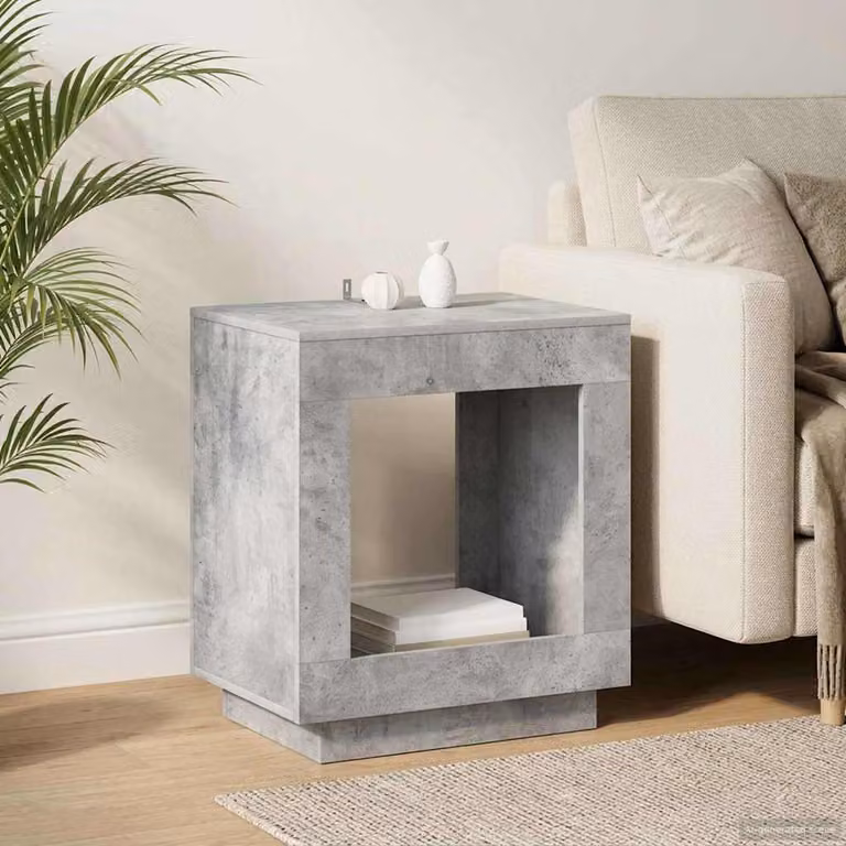 vidaXL Tavolo laterale moderno in composito grigio L/P/H: 60 x 40 x 65 cm