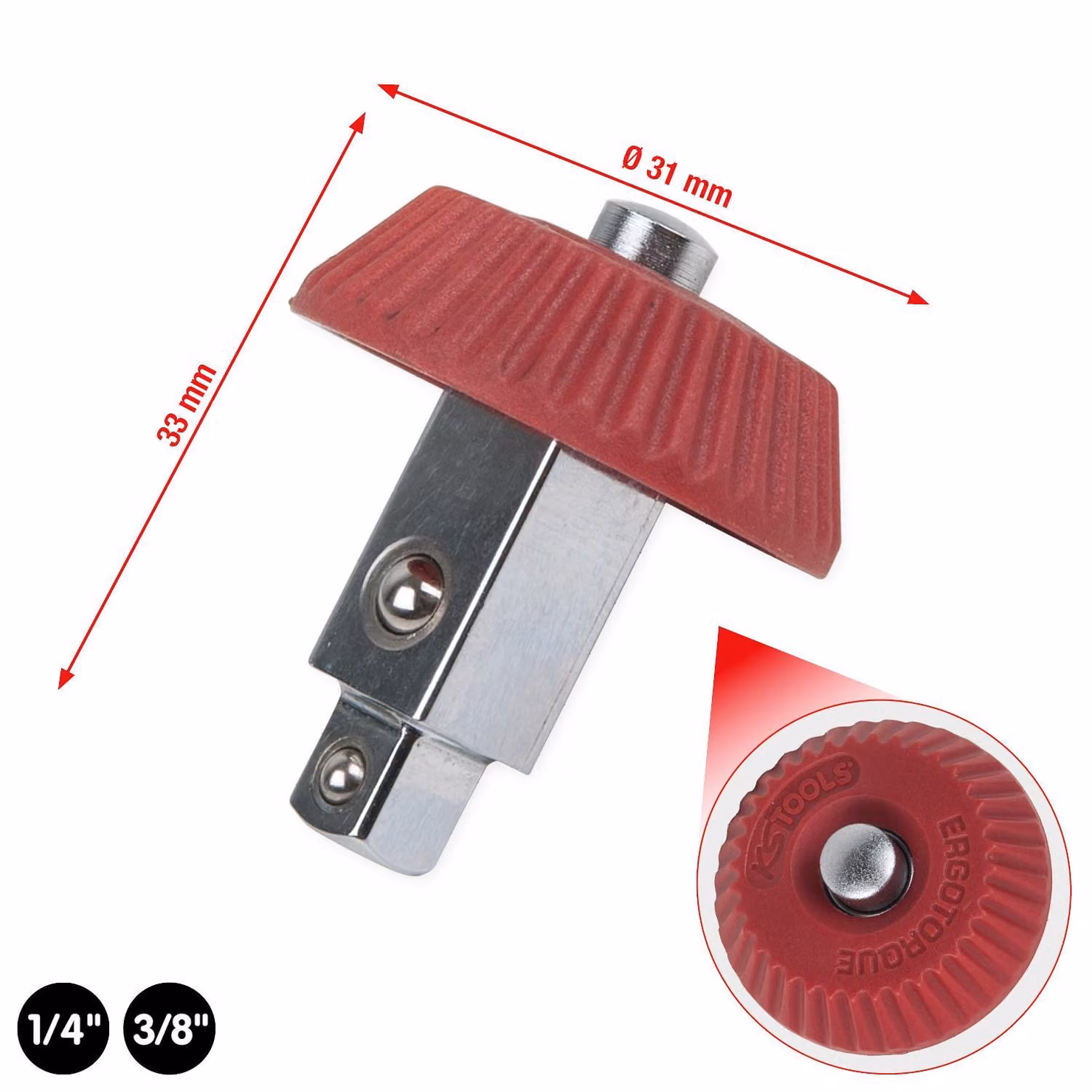 KS TOOLS Manopola con attacco quadro 3/8"+1/4" - 516.1408