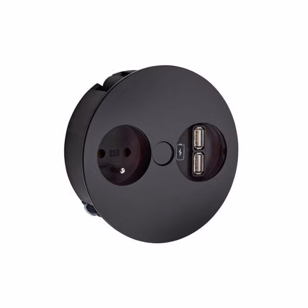 Bachmann Twist USB A, elemento di presa, con presa belga/francese, nero opaco
