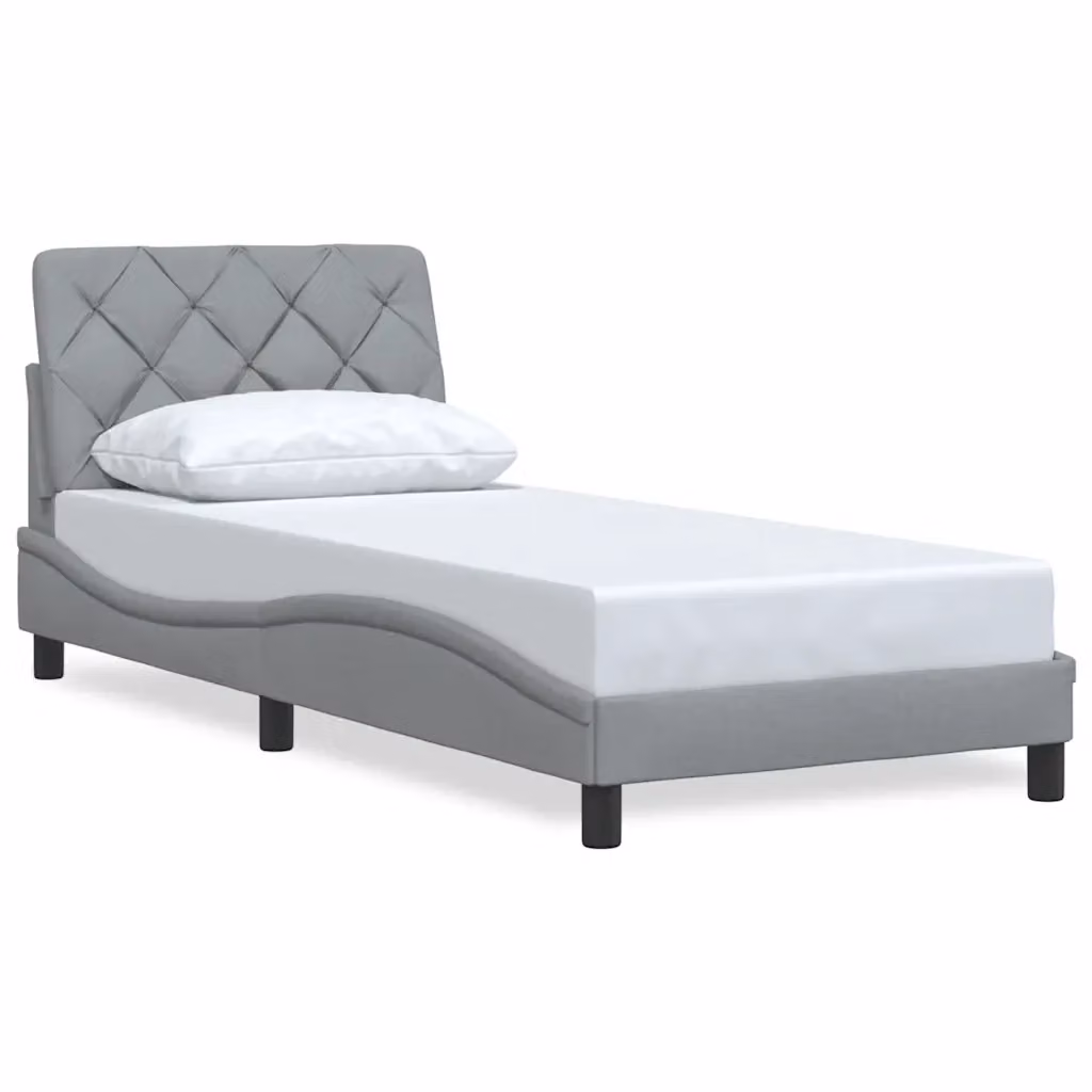 Struttura Letto Design Mania in Tessuto Grigio Chiaro senza Materasso L/P/H: 90 x 190 x 74,5 cm – 2
