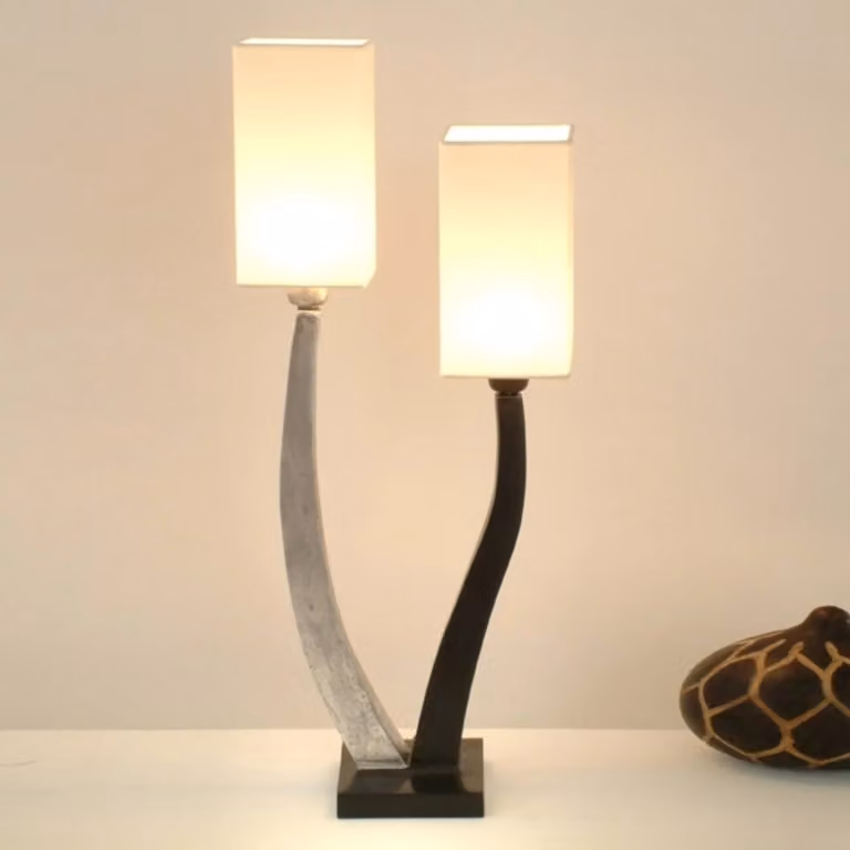 Holländer Lampada da tavolo Quadrangolare, Soggiorno / Sala da pranzo, Metallo, Moderno, Lampada da tavolo