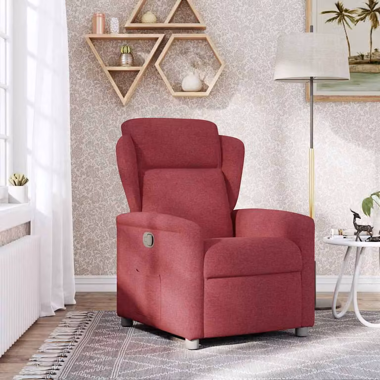 vidaXL Poltrona Reclinabile in Tessuto Rosso Vino