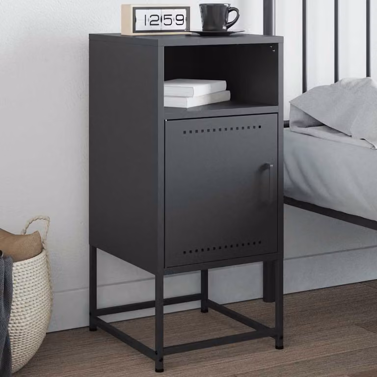 Comodino vidaXL in metallo antracite con design industriale da appendere a parete L: 36 cm, P: 39 cm, H: 78 cm