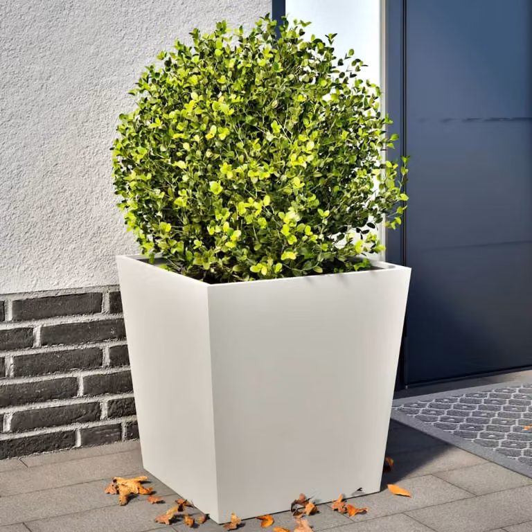 Set di 2 fioriere da giardino vidaXL in acciaio bianche L/P/H: 50 x 50 x 50 cm