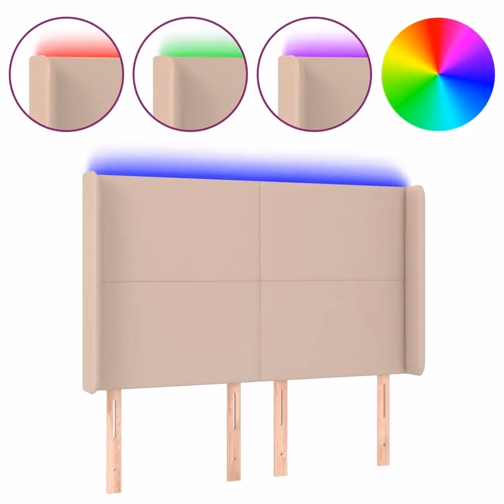Testiera con LED e porta USB vidaXL in similpelle beige L: 147 cm, P: 16 cm, H: 118-128 cm – 2