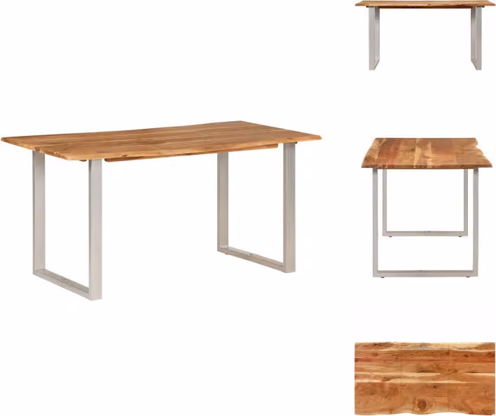 vidaXL Tavolo da pranzo 154x80x76 cm in legno massiccio di acacia - Tavoli da pranzo
