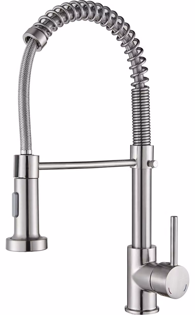 Miscelatore per lavello da cucina - Miscelatore monocomando - Arco alto - Doccetta estraibile - Acciaio inossidabile 304 - Adatto per acqua calda e fredda - Finitura in nichel spazzolato