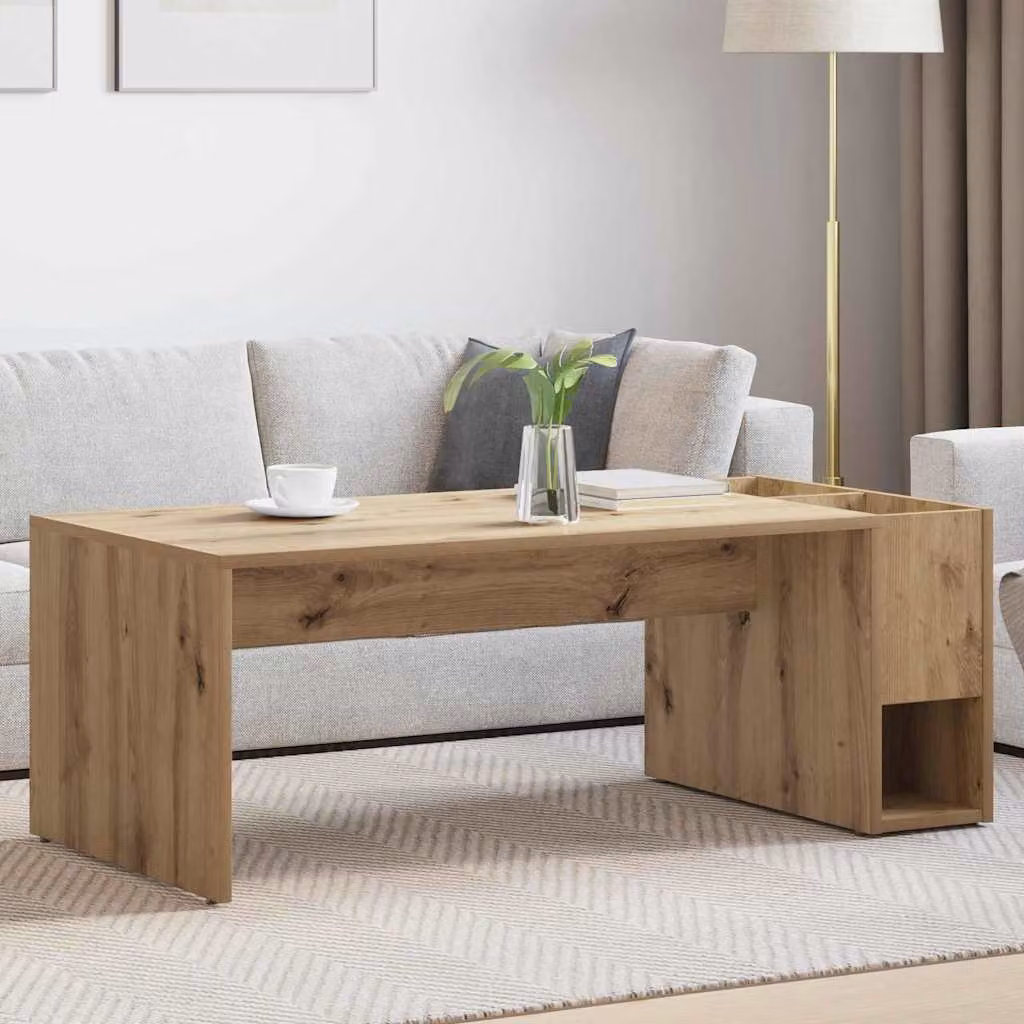 Tavolino da salotto moderno vidaXL in legno color rovere, L: 101,5 cm, P: 50 cm, H: 37 cm