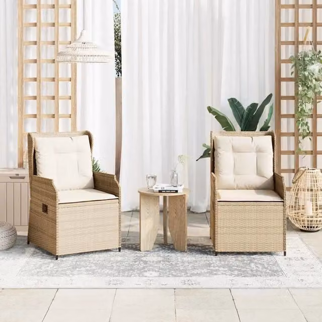 Panchina da giardino 2 pz Beige polyrattan 3394489