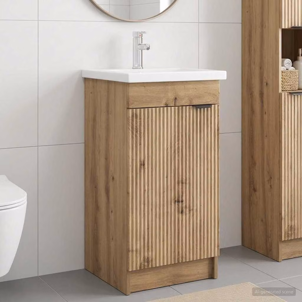 Mobile da bagno con lavabo vidaXL in Rovere Artigianale, Colore Marrone e Nero, L 42 cm x P 40 cm x H 84,5 cm