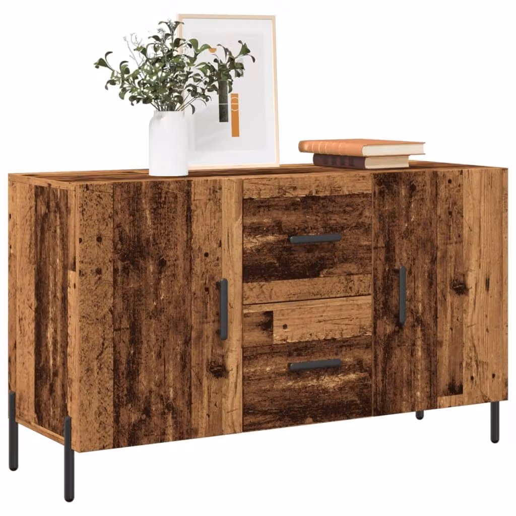 Credenza in stile rustico vidaXL in legno e metallo, colore marrone, L 100 x P 36 x H 60 cm