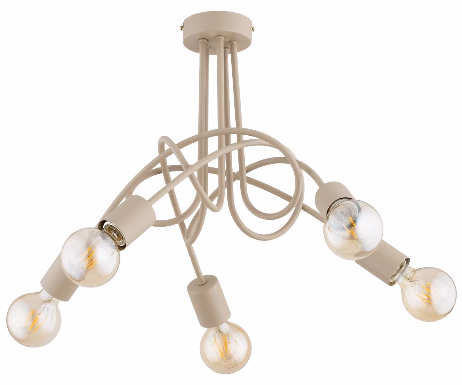 Lampada a sospensione con bracci intrecciati TANGO, beige, 5xE27x15W, metallo, dimensioni: 39x55x55 cm, IP20, Alfa