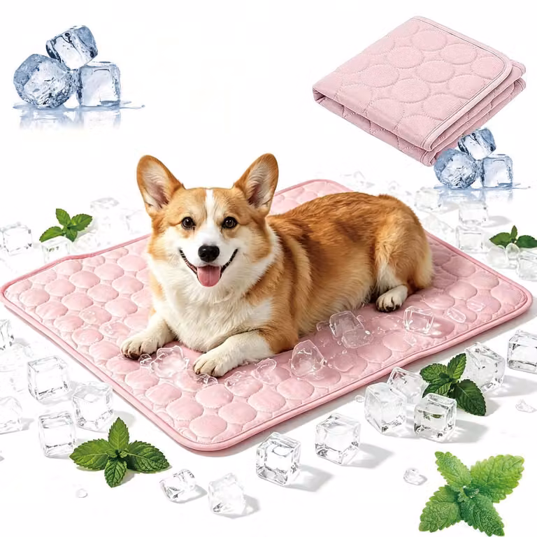 Tappetino refrigerante per cani e gatti, auto-raffreddante, lavabile, pieghevole, 70 x 55 cm, rosa