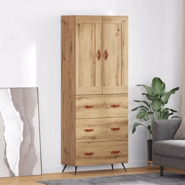 Credenza moderna in rovere vidaXL, colore marrone, L: 69,5 cm, P: 34 cm, H: 180 cm – 1