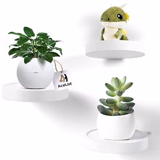 Set di pannelli murali in legno, composto da 3 dischi rotondi, colore bianco, diametro 15 cm